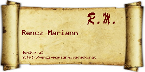 Rencz Mariann névjegykártya